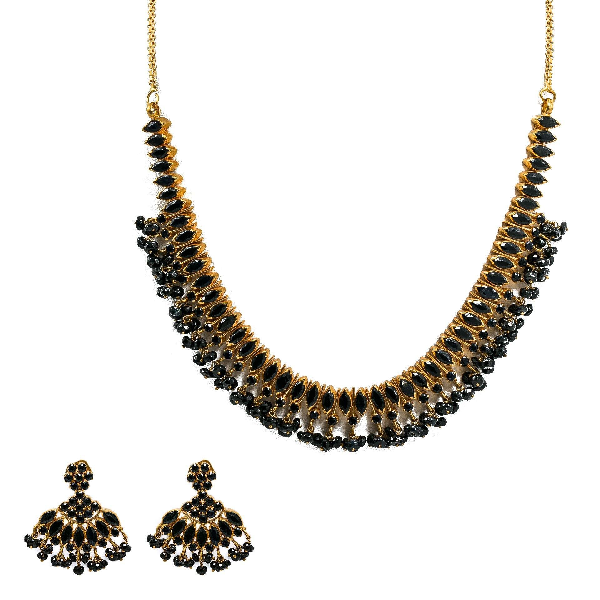 Halloween Crystal With Hematite Black Spike Collar Necklace Earrings S –  Rosemarie Collections